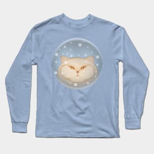 Winter cat. Cat in a glass ball with snowflakes Long Sleeve T-Shirt